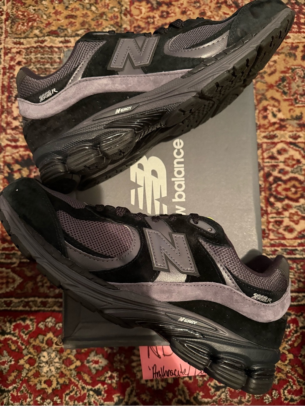New Balance 2002R Black Dark Grey Athletic Sneakers